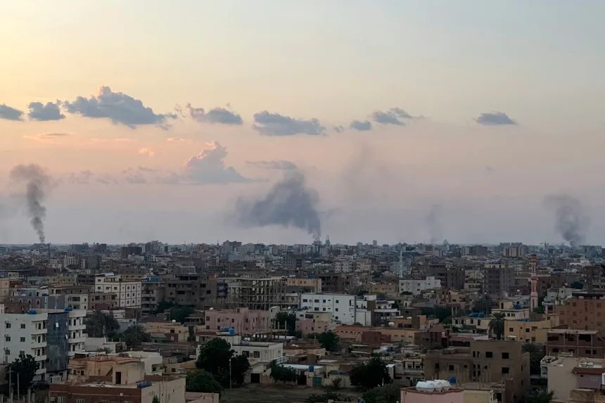 Smoke billows during air strikes in central Khartoum as the Sudanese army attacks positions held by the paramilitary Rapid Support Forces (RSF) throughout the Sudanese capital on October 12, 2024. AFP/Getty Images